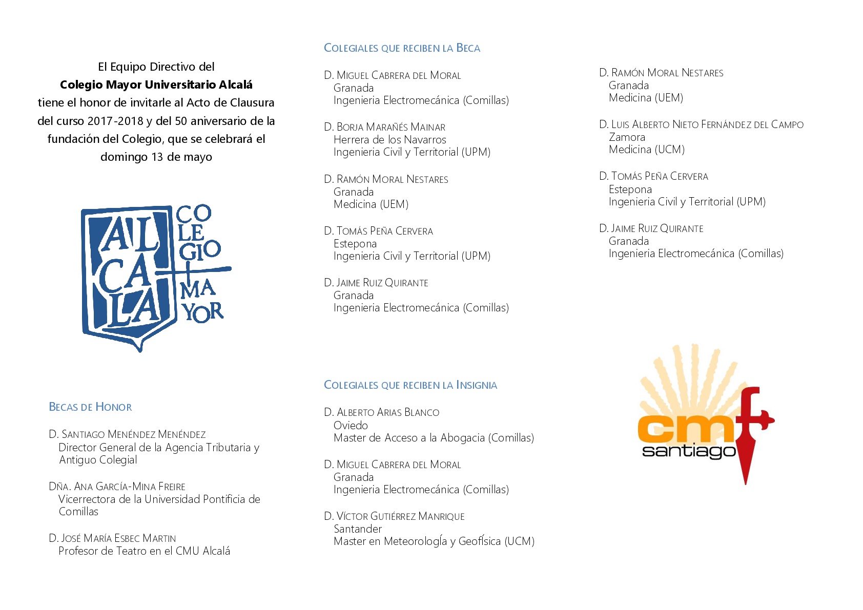 Acto de Clausura del Curso Académico 2017 - 2018 del CMU Alcalá